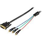 Deltaco DVI-I Single Link - Comp 3RCA 2m